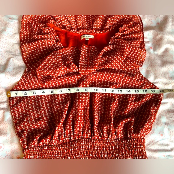 Max Studio Rust/Brick Red Patterned Maxi Dress Ruffles Autumn Colors Sz Medium - Picture 5 of 11